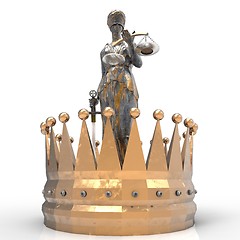 Image showing Themis goddess of justice with golden crown 3d rendering