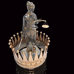 Image showing Themis goddess of justice with golden crown 3d rendering