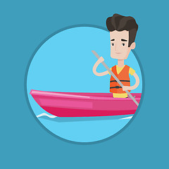 Image showing Man riding in kayak vector illustration.