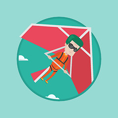 Image showing Man flying on hang-glider vector illustration.