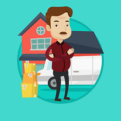 Image showing Man moving to house vector illustration.