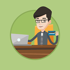 Image showing Man shopping online vector illustration.