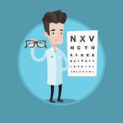 Image showing essional ophthalmologist holding eyeglasses.