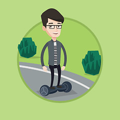 Image showing Man riding on self-balancing electric scooter.