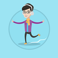 Image showing Man ice skating vector illustration.