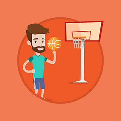 Image showing Hipster basketball player spinning ball.
