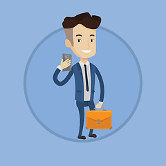 Image showing Businessman making selfie vector illustration.