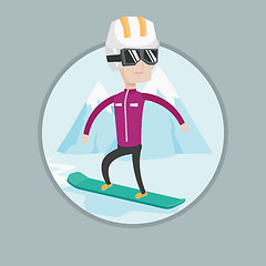 Image showing Young man snowboarding vector illustration.