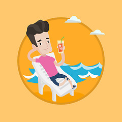 Image showing Man relaxing on beach chair vector illustration.