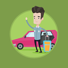 Image showing Caucasian man traveling by car vector illustration