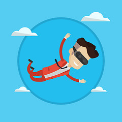 Image showing Businessman in vr headset flying in the sky.