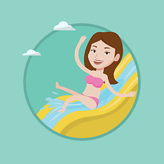 Image showing Woman riding down waterslide vector illustration.