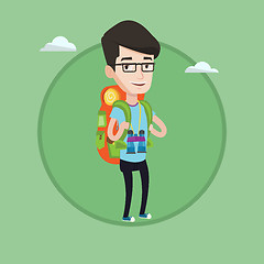 Image showing Cheerful traveler with backpack.