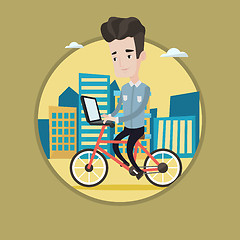 Image showing Man riding bicycle in the city vector illustration