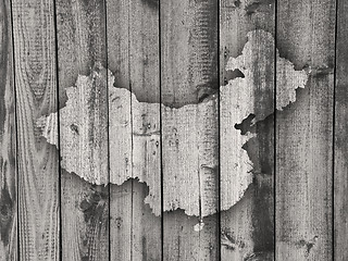 Image showing Map of China on weathered wood