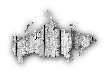 Image showing Map of Russia on weathered wood