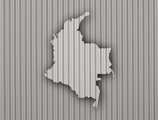 Image showing Map of Colombia on corrugated iron