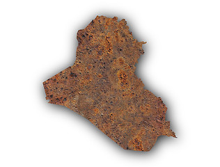 Image showing Map of Iraq on rusty metal