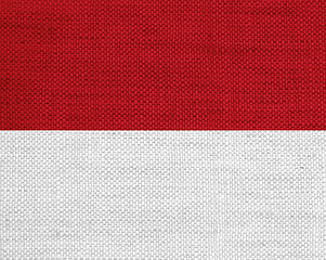 Image showing Flag of Monaco on old linen