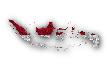 Image showing Map and flag of Indonesia on poppy seeds