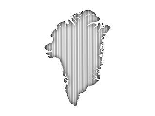 Image showing Map of Greenland on corrugated iron