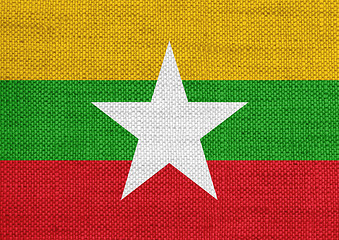 Image showing Flag of Myanmar on old linen