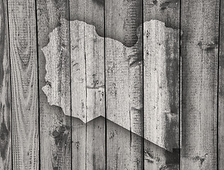 Image showing Map of Libya on weathered wood