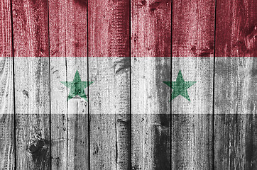 Image showing Flag of Syria on weathered wood