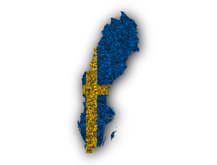 Image showing Map and flag of Sweden