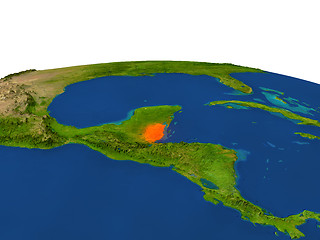 Image showing Belize in red from orbit