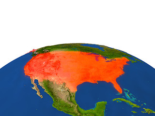 Image showing USA in red from orbit