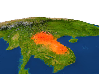 Image showing Laos in red from orbit