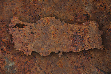 Image showing Map of Turkey on rusty metal