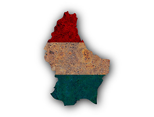 Image showing Map and flag of Luxembourg on rusty metal