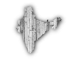 Image showing Map of India on weathered wood