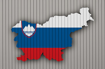 Image showing Map and flag of Slovenia on corrugated iron