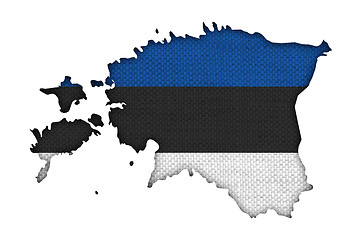 Image showing Map and flag of Estonia on old linen
