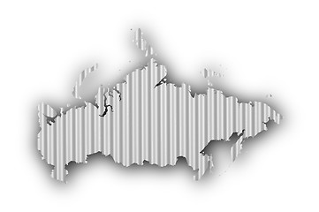 Image showing Map of Russia on corrugated iron