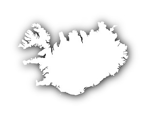 Image showing Map of Iceland with shadow