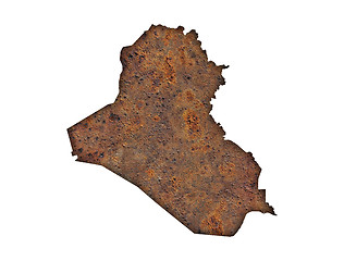 Image showing Map of Iraq on rusty metal