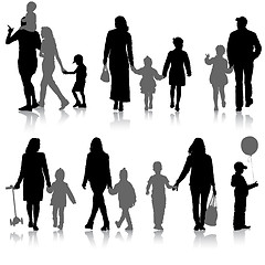 Image showing Set silhouette of happy family on a white background. illustration.