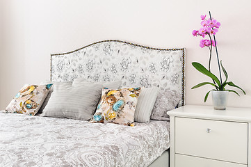 Image showing elegant bedroom in soft light colors