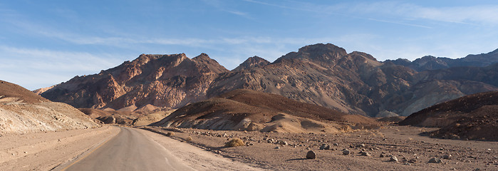 Image showing Panoramic View Open Road Death Valley National Park Highway