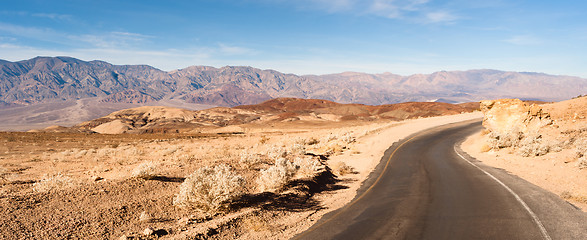 Image showing Panoramic View Open Road Death Valley National Park Highway