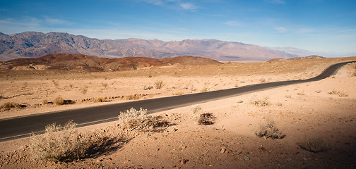 Image showing Panoramic View Open Road Death Valley National Park Highway