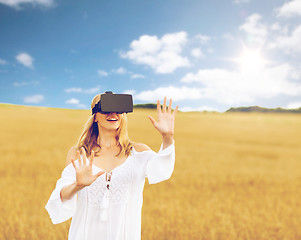 Image showing woman in virtual reality headset on cereal field