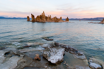 Image showing Rock Salt Tufa Formations Sunset Mono Lake California Nature Out