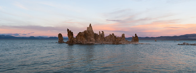 Image showing Salt Tufa Formations Sunset Mono Lake Panoramic California Natur