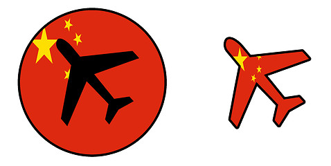 Image showing Nation flag - Airplane isolated - China