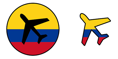 Image showing Nation flag - Airplane isolated - Colombia